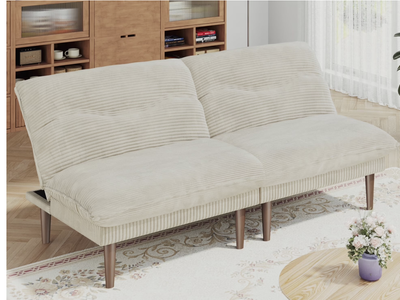 New in Box Futon Convertible Sofa Bed, Corduroy Loveseat Sleeper Sofa Couch