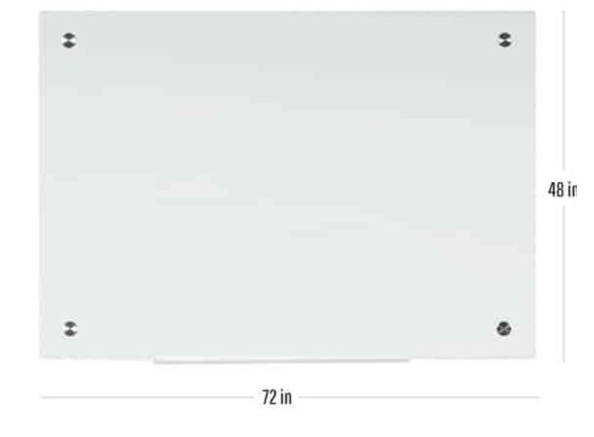 MasterVision Magnetic Glass Whiteboard, 48" (4 ft) Width x 72" (6 ft) Height, White Glass Surface