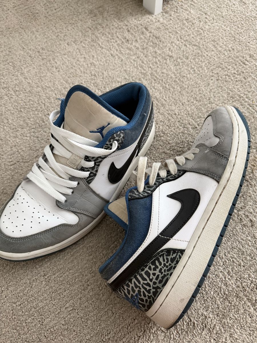 Nike Air Jordan 1 Low Elephant Print True Blue Men's US 10.5 DM1199-140 Sneakers