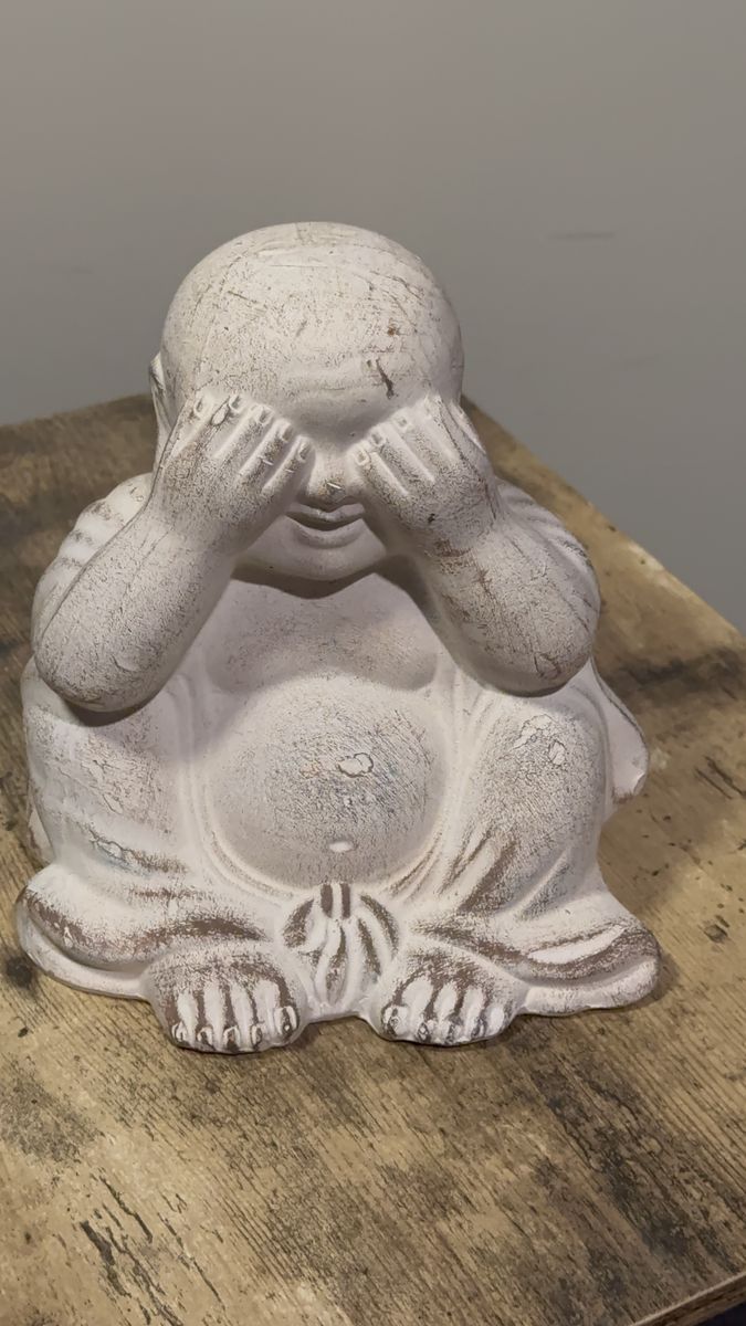 Cast in stone See No Evil monk garden statue $22