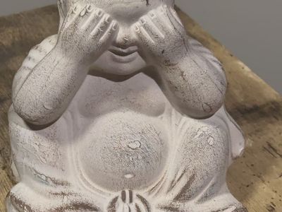 Cast in stone See No Evil monk garden statue $22
