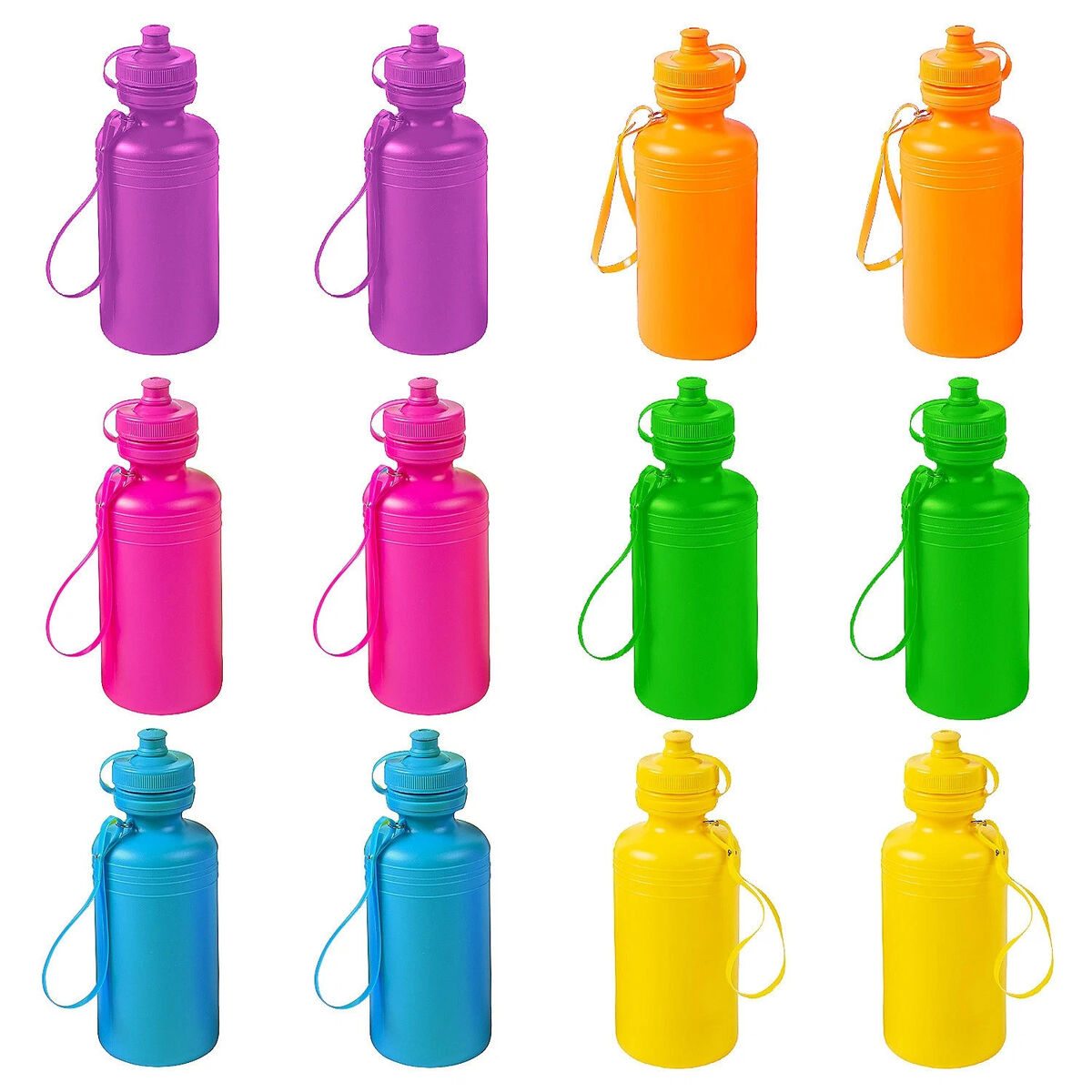 7 1/2" 18 oz. Neon Solid Color BPA-Free Plastic Water Bottles - 12 Ct.