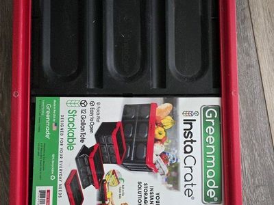 Greenmade InstaCrate 12 Gallon Folding Stackable Storage Tote - Red/Black 2 pcs