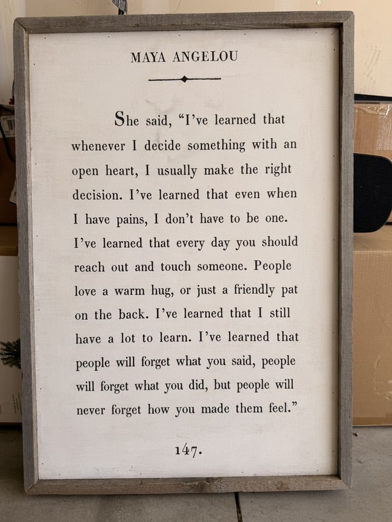 Sugarboo Maya Angelou Quote Wood Wall Art Decor - "People will never forget how you made them feel."