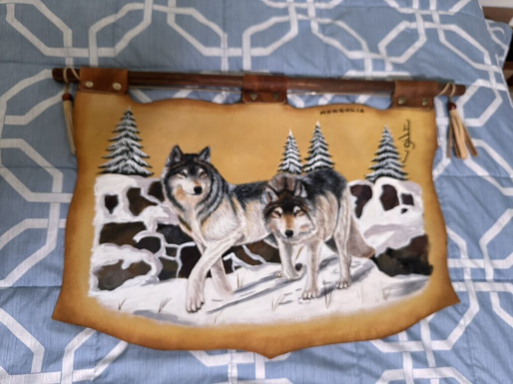 Wolves Painting On Leather