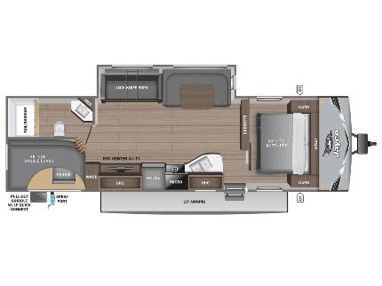 Immaculate and like New- JAY FLIGHT SLX |284BHSW Ext. Lgth: 33' 5" Ext. Ht: 132" Unloaded Wt (Ibs.): 6,035 Sleeps: 9