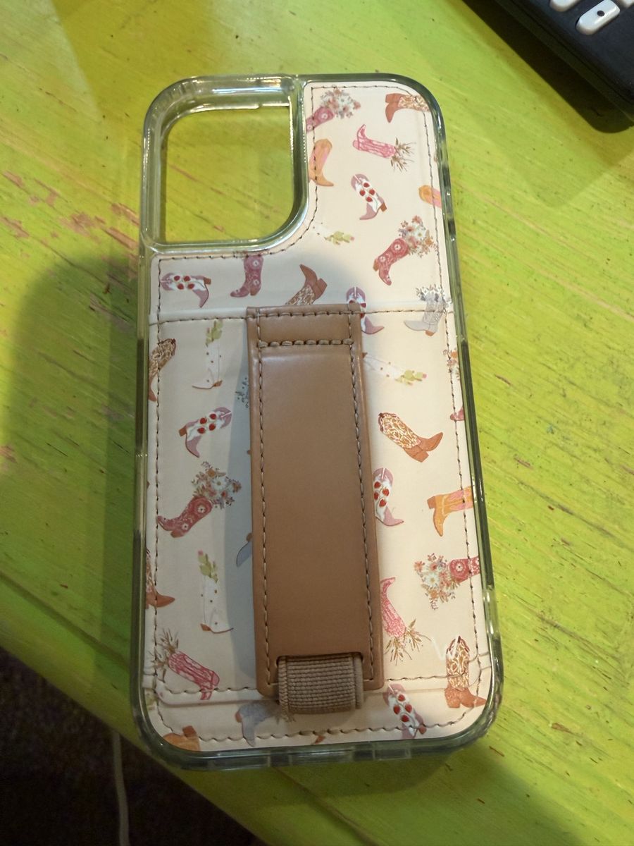 WALLI iPhone 17 Case with Kickstand & Card Holder, Cowboy Boot Pattern