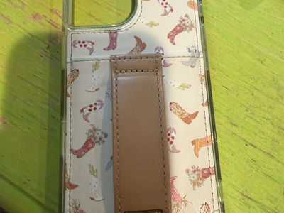 WALLI iPhone 17 Case with Kickstand & Card Holder, Cowboy Boot Pattern