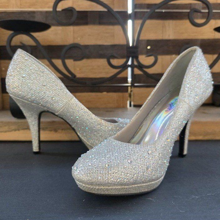 Silver Slipper® Rhinestone Heels — Size 6M