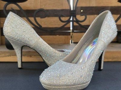 Silver Slipper® Rhinestone Heels — Size 6M