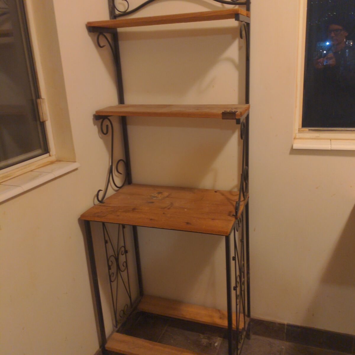 metal and wood shelf
