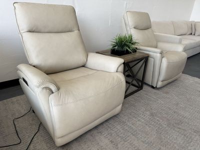LIKE NEW COSTCO LEATHER POWER RECLINER CHAIR SET