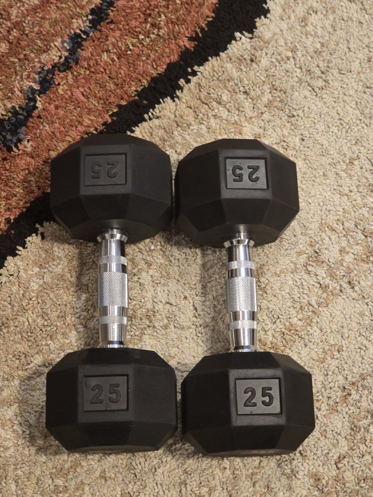two 25lb dumbells