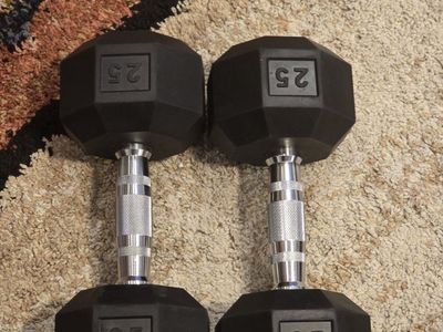 two 25lb dumbells