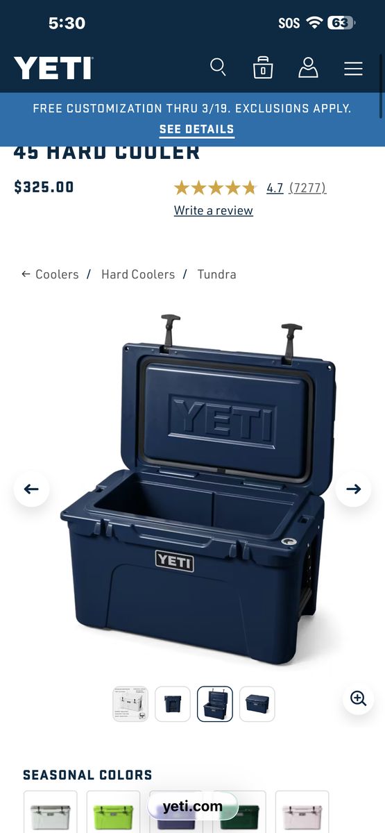 New Yeti 45 Hard Cooler