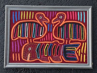 Beautiful, vintage Kuna Mola Indian textile wall art Tapestry
