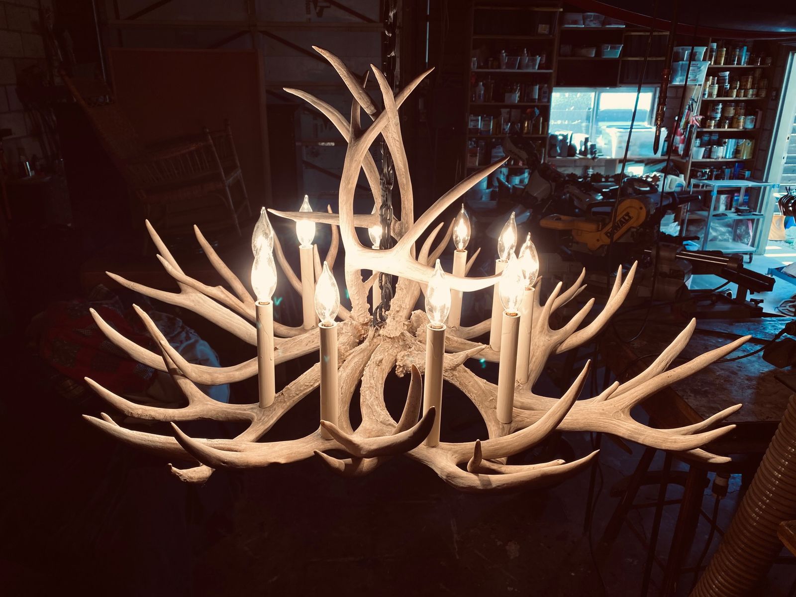 Vintage Real 12 Shed Antler Chandelier
