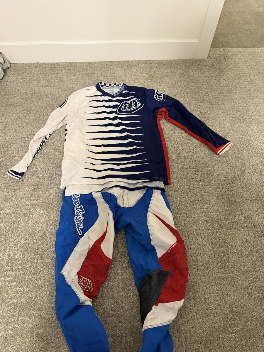 Troy Lee Designs Motocross Gear Set Jersey and Pants Blue White Red