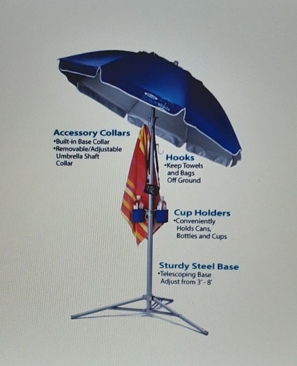 New Maranda Wondershade Ultimate Sun Shade - Portable Umbrella - 60 inch Diameter - Adjustable Height - Adjustable Tilt - Blue