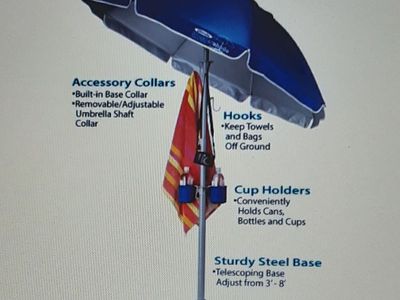 New Maranda Wondershade Ultimate Sun Shade - Portable Umbrella - 60 inch Diameter - Adjustable Height - Adjustable Tilt - Blue