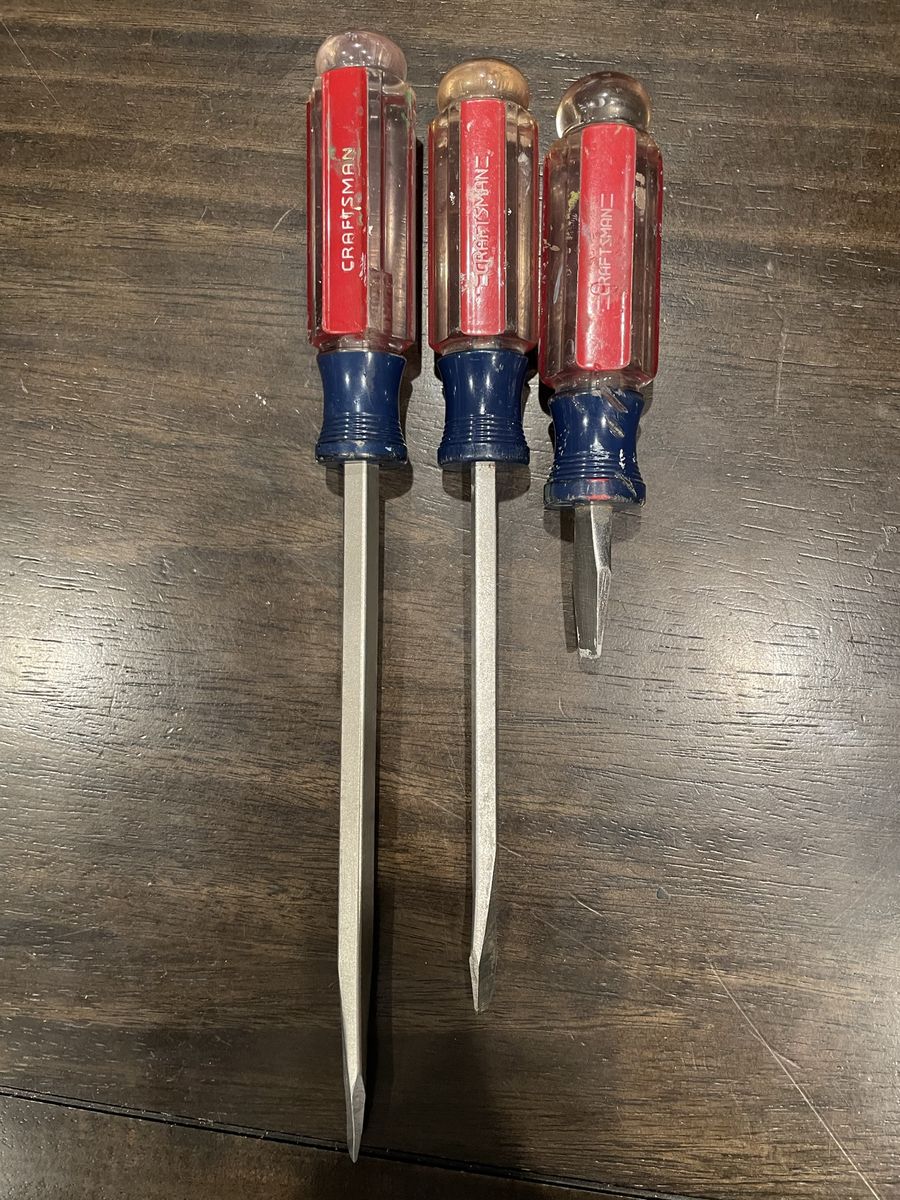 Craftsman 3-Piece Flathead Screwdriver Set - 1/4", 5/16" and Super stubby slotted 5/16. Forged USA Made Hand Tools