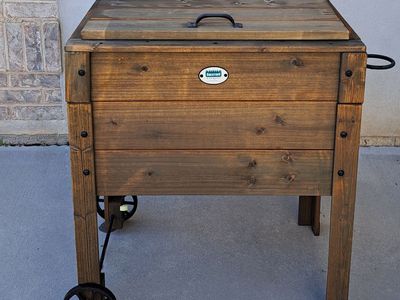 Backyard Discovery Outdoor Patio Cooler Wood & Iron Exterior (86.5 Qt Capacity)