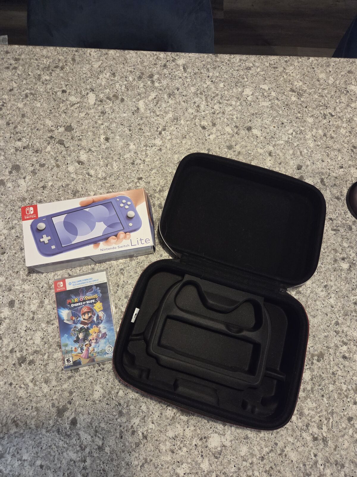 Brand new blue edition Nintendo switch with Mario game and travel case 160 for all