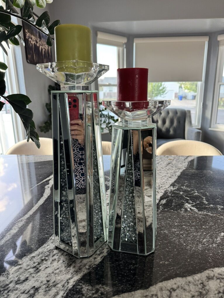 Crystal Crushed Diamond Candle Holder