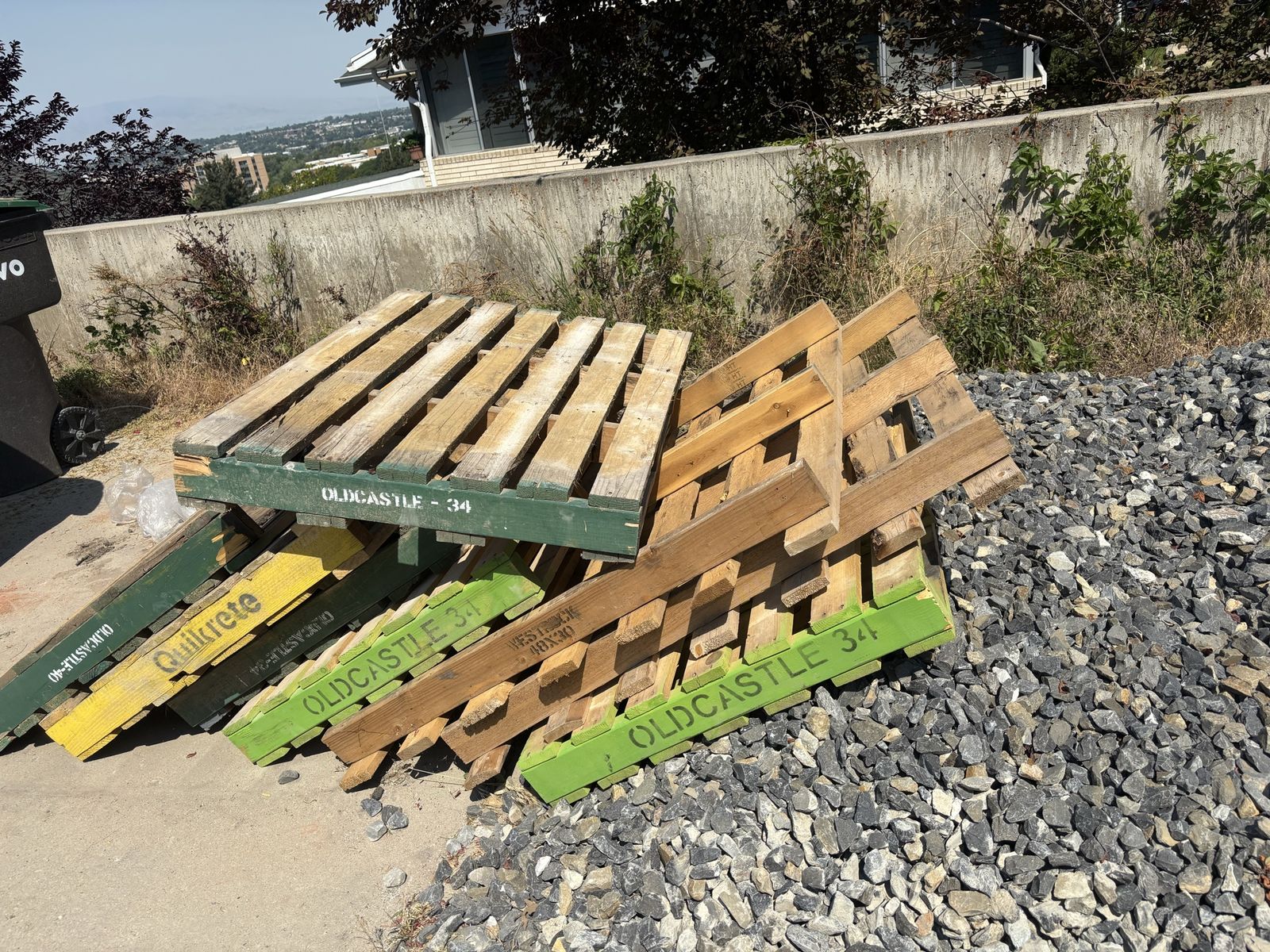 Free Wood Pallets (7) - Standard Size for Projects & Shipping - Oldcastle, Quikrete, Westock
