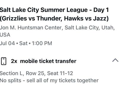 2 tickets Summer League - Day 1 (Grizzlies vs Thunder, Hawks vs Jazz) Jul 04