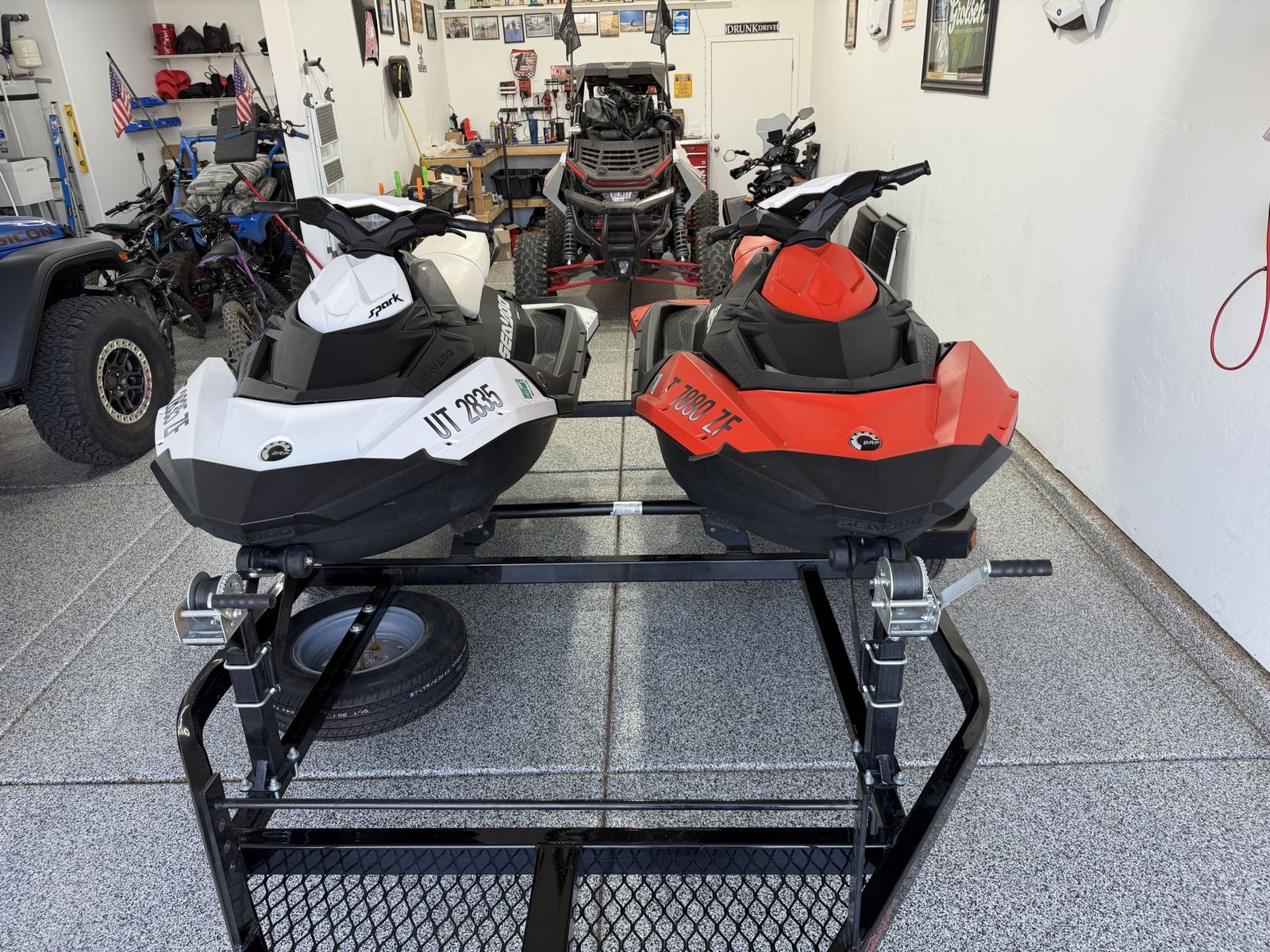 Pair Seadoo spark HO 90hp and trailer