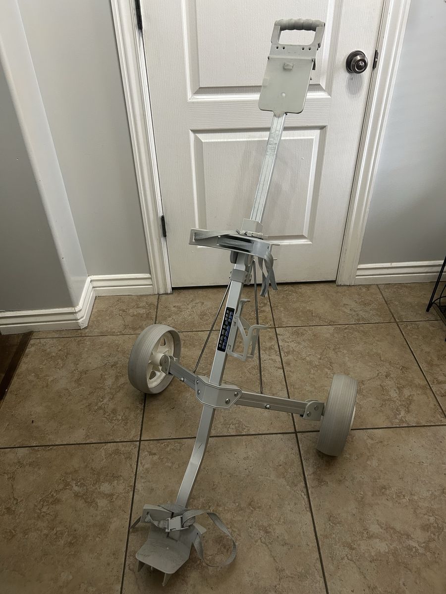 Used Golf Push Cart - White, Foldable Design for Easy Transport