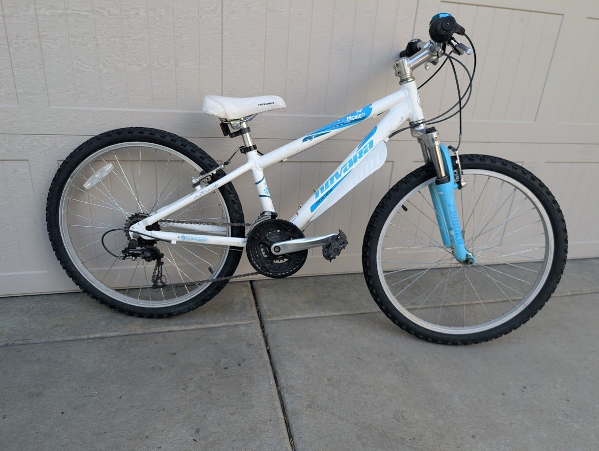 Novara (REI) Moxie 24. Shocks, 24" wheels, 21 speeds