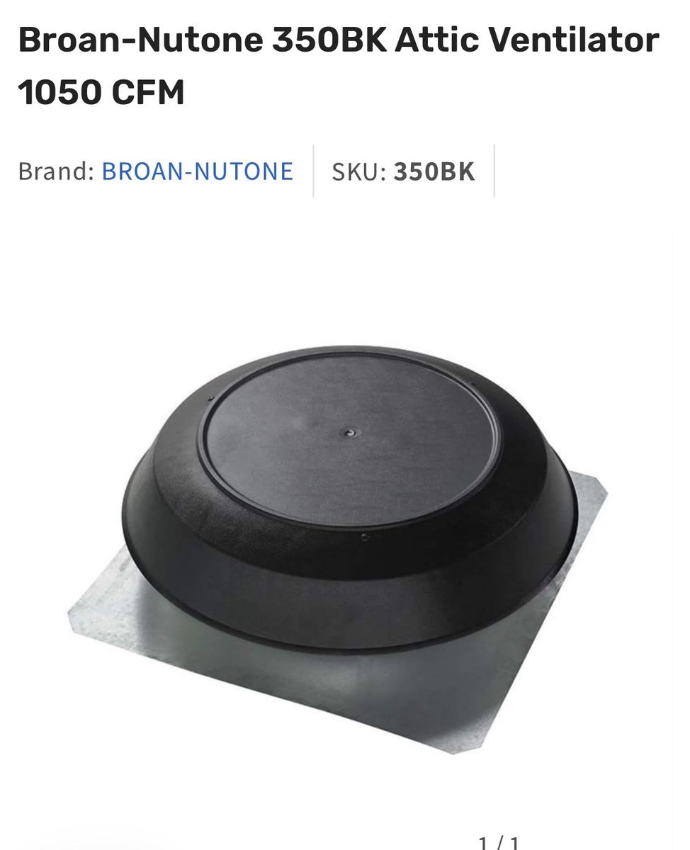 Broan Attic Fan 350