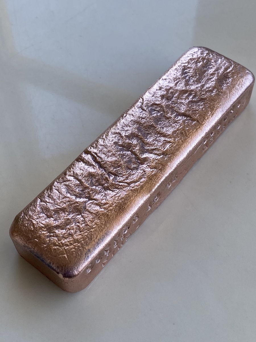 Copper Fine .999 18 Oz Hand Poured Bar