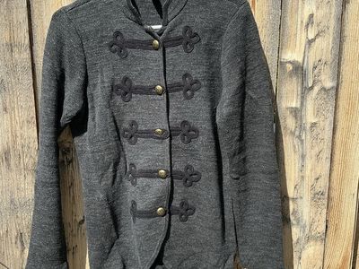 Lauren Ralph Lauren Military Knit Cutaway Jacket Charcoal Gray M