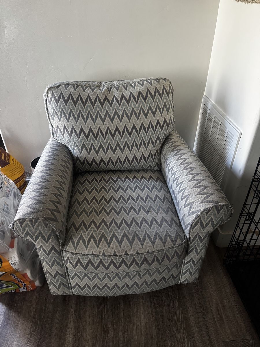 Gray Patterned Upholstered Armchair