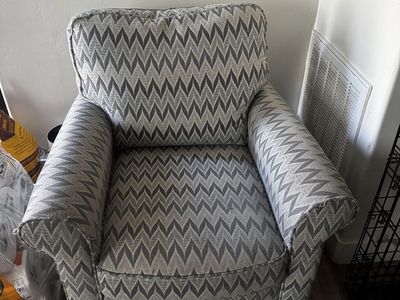 Gray Patterned Upholstered Armchair