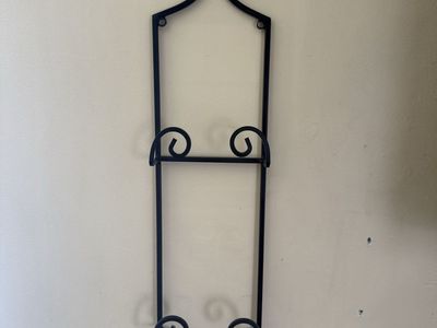 Decorative Black Wrought Iron Wall Hanging Sconce/Plant Holder - Scroll Design