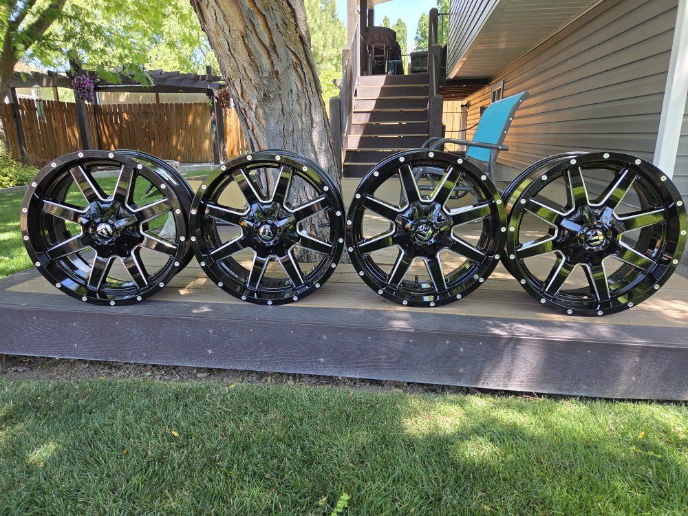 Fuel 20x9 Gloss Black Milled Wheels, Set of 4, Truck/SUV.  8x180 lug pattern.
