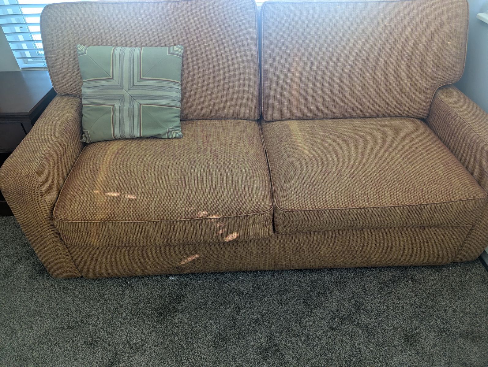 Pull out sofa bed - no bar in back mattress. with no bar in back.  