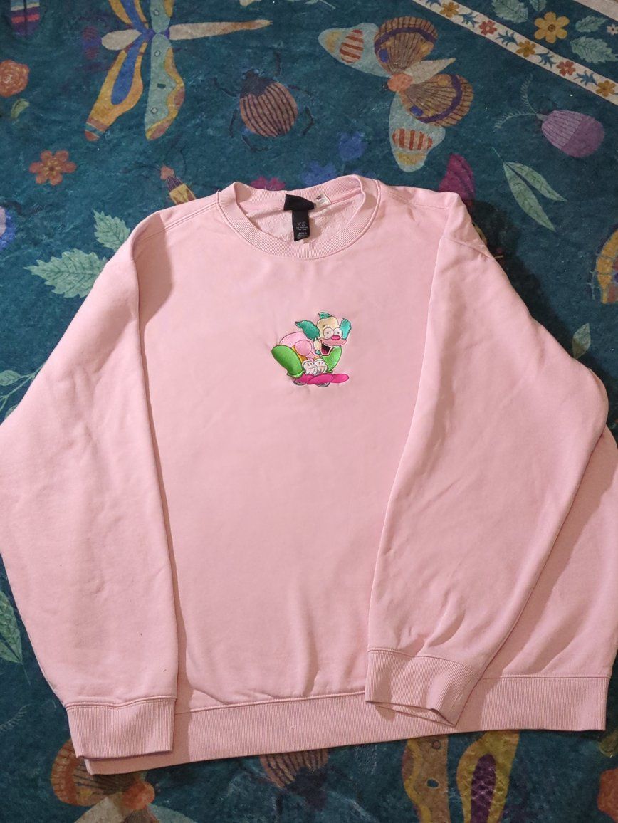 XXL Krusty the Clown Embroidered Pink Sweaterer