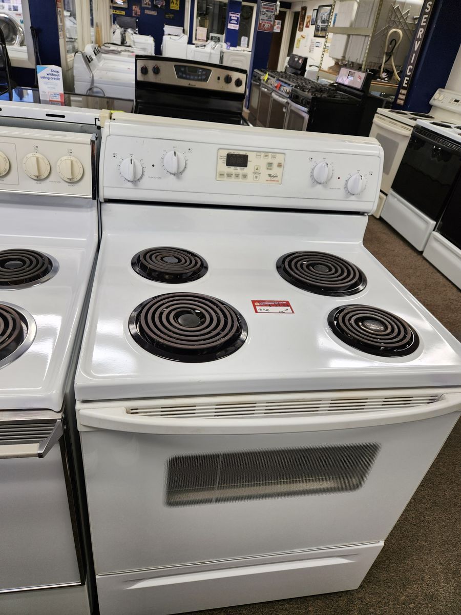 Whirlpool White Electric Range 30" Coil Top Stove Oven Used