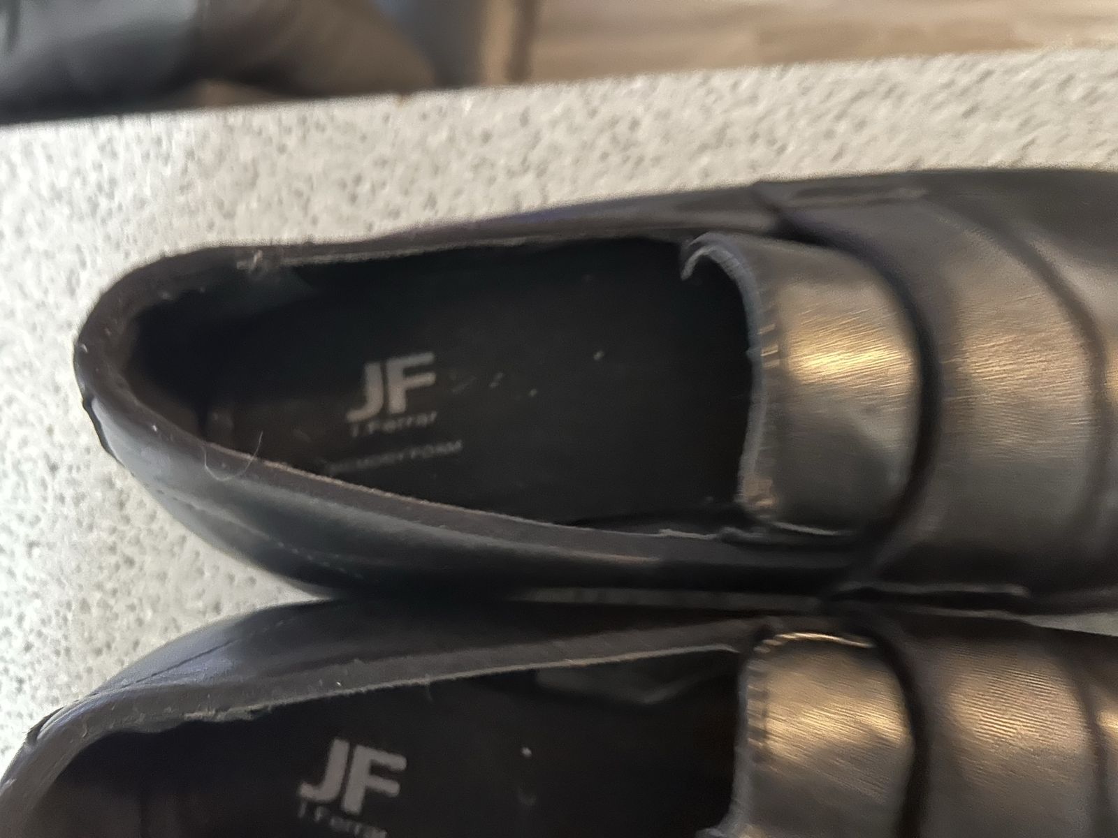 JF J Ferrar Black Slip-On Loafers