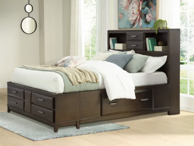 Last one! Vanmore Queen Bed with Storage - Single Item - Bedroom Furniture - Action Home Furniture