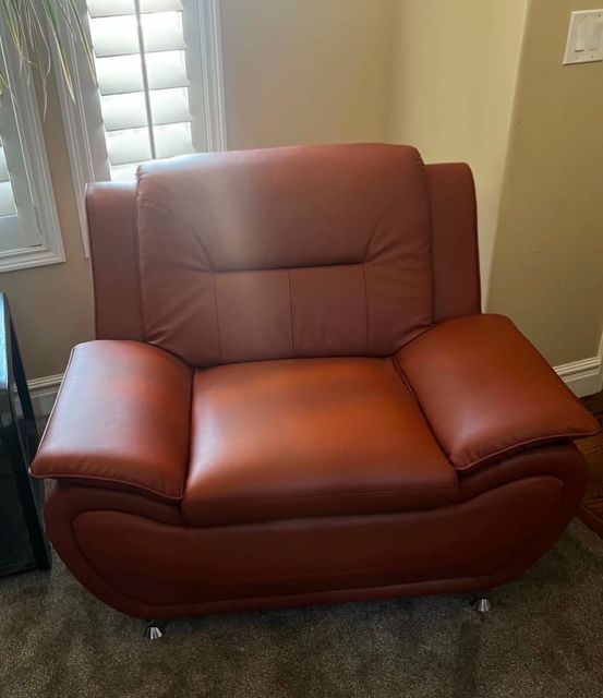 PonLiving Oversize Modern Leather Armchair in Orange