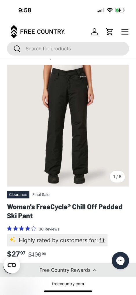 Free Country Snow Pants Women's Sz L