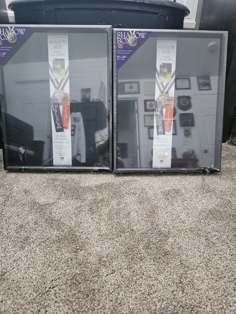 Pair of Black 16x20 Shadow Box Display Frames New in Plastic