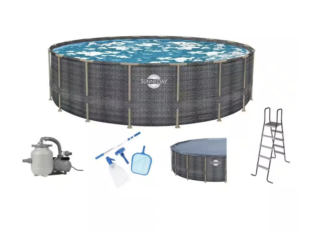 Sunneday 18 ft. Round x 52 in. D Rattan Soft-sided Oasis Pool