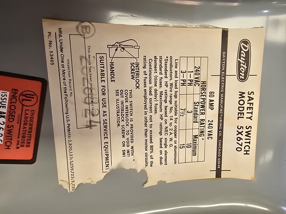 60 Amp Disconnect, 240V 3-phase